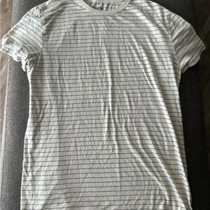 Goodfellow & Co White Short Sleeve Tee with Thin Navy Stripes